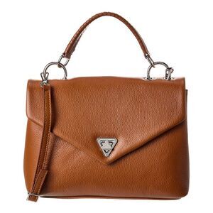 Italian Leather Top Handle Satchel, Brown